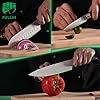 FULLHI 15pcs Japanese Knife Set with Magnetic Knife Block Holder, Japan Stainless Steel Blades, Green Resin Ergonomic Handles for Professional and Home Cooking