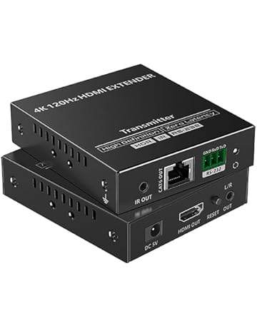 FOURKAY 4K@120Hz HDMI over CAT6/7 Ethernet extender. IR Passback. RS232 Pass Through. Zero Latency. 25m Range at 4K120Hz. 60m Range at 4K60Hz. HDR Support. HDMI 2.2 and HDCP 2.2 Compliant.