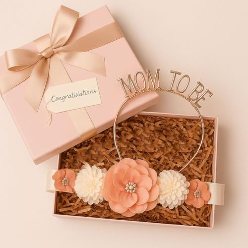 Image of WP WANNA PARTY Baby Shower Decoration Items Mom To Be Flower Waistband And Headband Tiara 2Pcs For Maternity, Pregnancy Photoshoot Material Items Supplies, Mom To Be Crown -Mom To Be Sash For Women