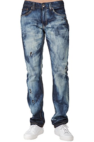 's Slim Fit Premium Jeans 5-pocket Dark Blue With Paint Splatter Size 34x34