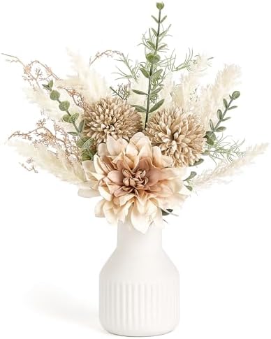 Mkono Small Artificial Flowers in Ceramic Vase 13.5" Centerpieces...