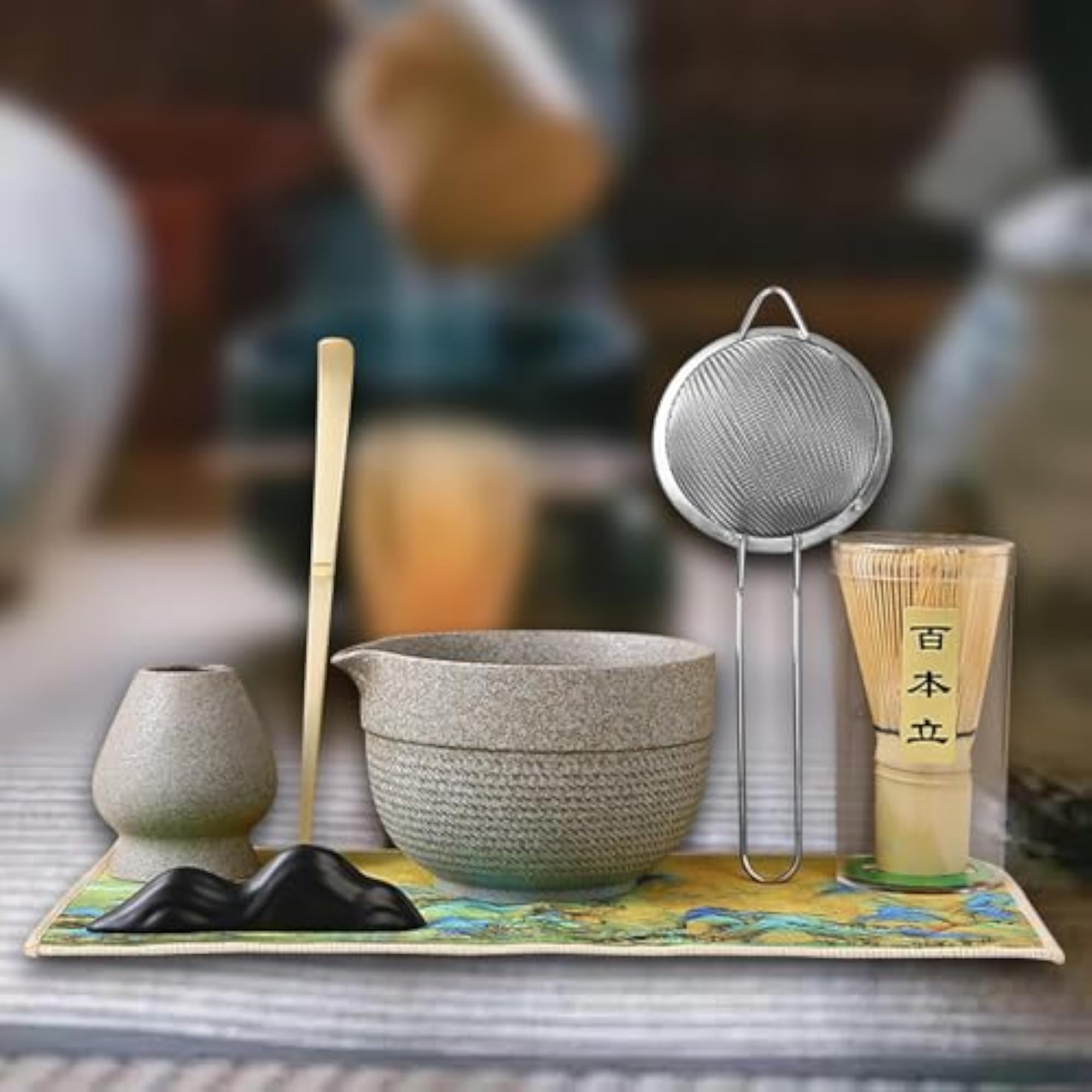 7Pcs Japanese Matcha Whisk Set with Bowl, Multicolor