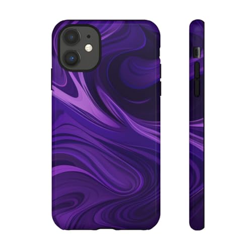Coque brillante iPhone 11 avec vagues violettes au design artistique