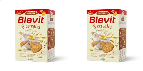 Blevit Superfibra 8 Cereales con Galletas María | 500g | Papilla de 8 Cereales para Bebé desde los 5 Meses - Con Galletas María, Vitaminas, Minerales y Fibra (Paquete de 2)