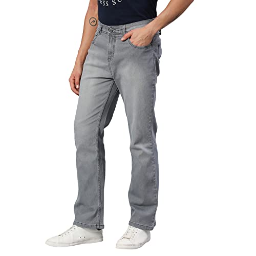 Image of HIGH STAR Men Grey Boot Leg Stretchable Jeans