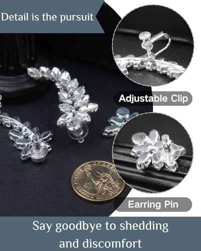 PEARLY JUN Ear Climbers Earrings for Women, 3PC Rhinestone Zircon Gold Plated Full Ear Cuff Crystal Earrings Wraps Pierced Hole Dangle Dainty Trendy Costume Accessories4