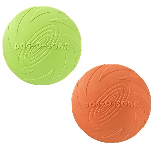 LATRAT Frisbee para perros, Frisbee de goma, para adiestramiento fácil de transportar Disc Dog, para perros, Juegos, Outdoor Dog Formación, Fetch Toy (verde + naranja) Cover