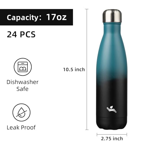 Image of Konokyo 24 Pack 17 oz Insulated Stainless Steel Water Bottle