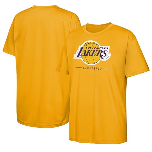 NBA Kids Youth 4-20 Official On-Court Primary Logo Performance T-Shirt (US, Numeric, 10-12, Regular, Los Angeles Lakers - Yellow)