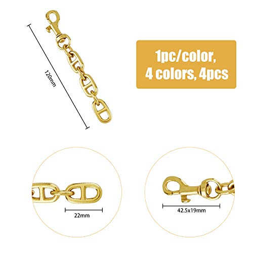 SUPERFINDINGS 4 Colors Alloy Mariner Link Chain Bag Chian Extenders 12cm Purse Strap Replacement with Swivel Clasp Handbag Chain Strap Extender - Image 2