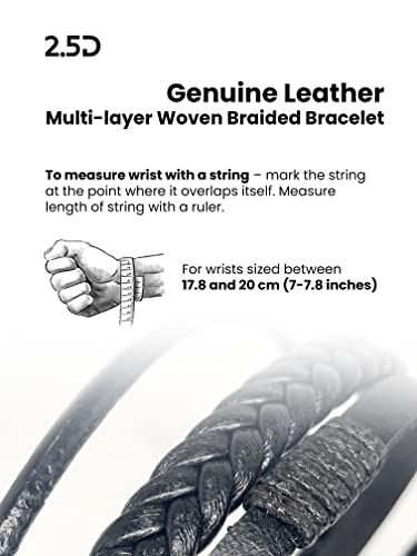 Genuine Leather Bracelets for Men Women Teens | New 5 Bands Multi-Layer Woven Braided Black Bracelet with Magnetic Buckle Clasp - Image 4