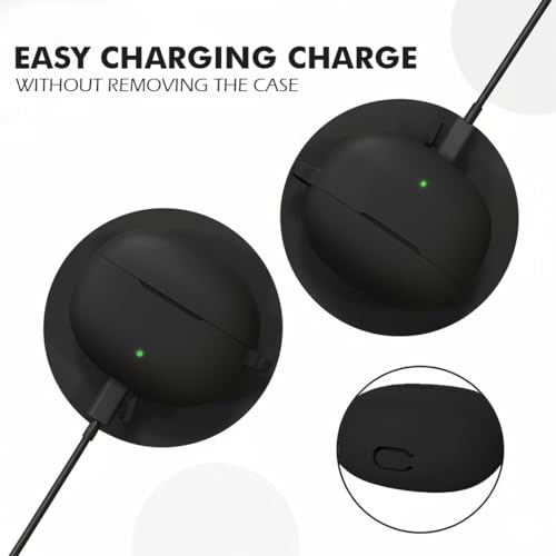 Image of LIRAMARK Silicone Cover Case with Carabiner Compatible with Realme TechLife Buds T110 (Black)