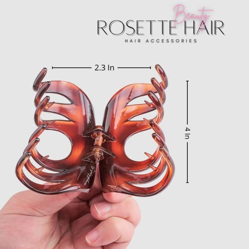 Rosette Large Chic Styling Hair Claw Clip Organic Glass Hair Clips Clamps Indoor Outdoor Hair Grip Hairpins Hairgrip For Women And Girls Hair Barrettes For Thick Hair(Black) #TOP6
