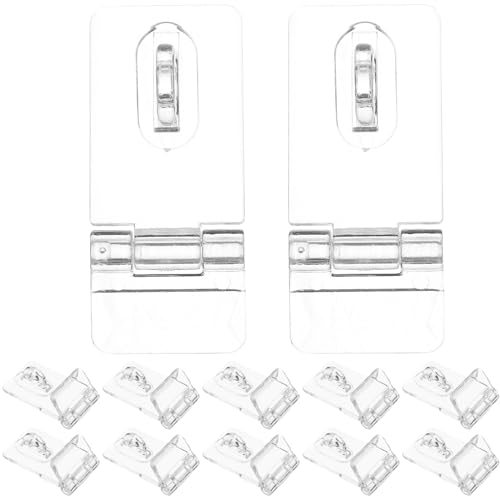 VILLCASE 12 Sets Acrylic Lock Hasp, Mini Hinge Hasp Buckle, Clear Folding Latch Lock, Transparent Hinge Latch Buckles for Door Cabinet Drawer Jewelry Box