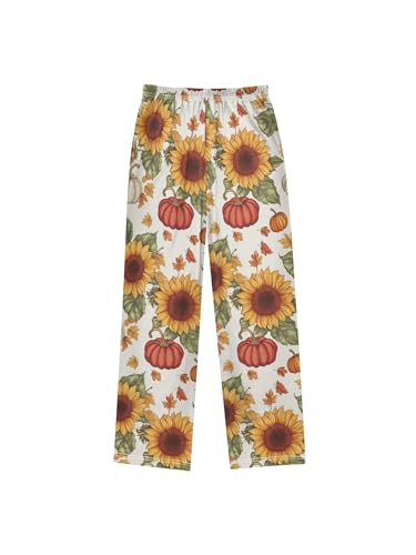 Fall Sunflower and Pumpkin Vintage Boys Pants for Kids Jogger Pants with Pockets S2