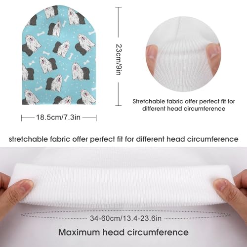 Old English Sheepdog Pattern Kids Beanie Hat for for Girls Boys Children Cap Winter Knitted Chemo Cancer Headwear Accessories Gifts Decoration Black2