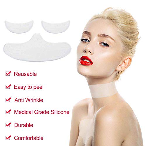 5 in 1 Tape Silicone Anti Wrinkle Pads Reusable for Neck, Kissfairy Wrinkle Eye Patch Pads with Medical Grade Silicon Decollete Pads for Chest Wrinkle Treatment and Prevention