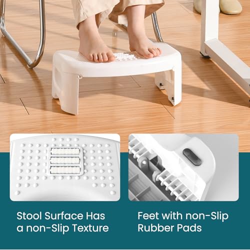 Bathroom, Non-Slip Foldable Poop Adult White, 7 Inch Assistance Step Massage Soles of The Feet Toilet Step Stool, Suitable for Shower, Study, Living Room by Demiwise - Image 6