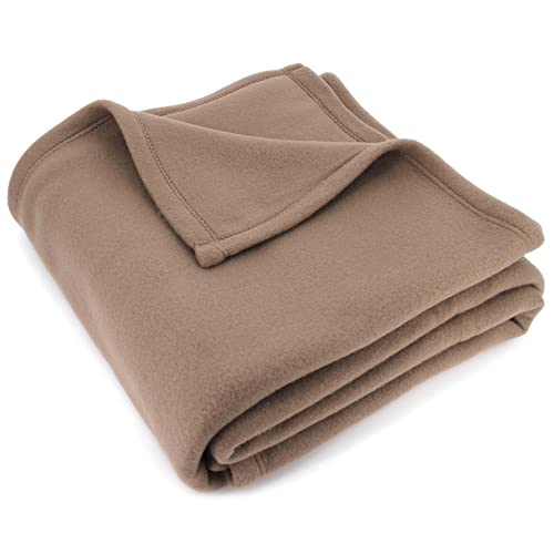 Linnea Couverture Polaire 220x240 cm Isba Marron Taupe 100% Polyester 320 g/m2 traité Non-feu