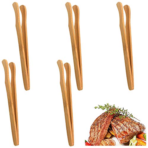 ALUY Pinza de Tostadas Bambú Pinza Bambú Natural Pinzas de Cocina de Bambú para Servir Pinzas de Bambú para Comida Natural Tenazas Buffet 18 cm Respetuoso con el Medio Ambiente No Tóxico 3 Piezas