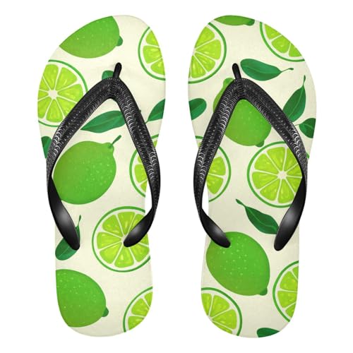 Sinestour Lime Leaf Green Flip Flops for Beach Thong Sandals Anti-slip Lightweight Flat Slippers for House Indoor Outdoor