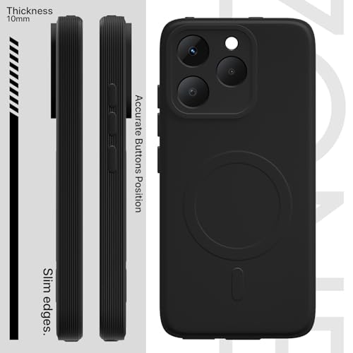 Image of Pikkme Back Cover for Realme 15T 5G / Realme Narzo 90 5G Soft Matte Silicone Mag-Safe Design (Mag-Safe Not Support) Camera Protection | Slim Fit Bumper Cover (Black)