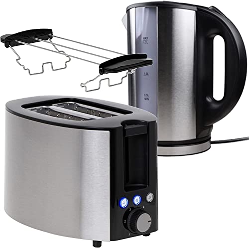 TronicXL 2-Schlitz Toaster 750W mit Brötchen-Aufsatz + Wasserkocher Frühstück-Set Frühstücks-Set - Brot Toast mit…