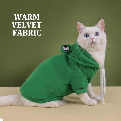 Frosch Form Haustierkostüm, Niedlicher Frosch Form Pullover, Hundekostüme Für Haustiere, Hunde Hoodie, Winter Grün Hundekleidung, für Halloween Cosplay, Geeignet für 6–9 Pfund, Grün, M