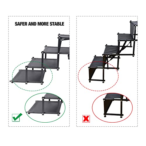 Stonehomy Foldable Dog Car Ramp For Large Dogs, Portable Dog Stairs With Non-Slip Surface For Cars Suv, High Beds & Trucks, Lightweight 5 Step Pet Ladder Ramp Supports 120 Lbs #TOP3