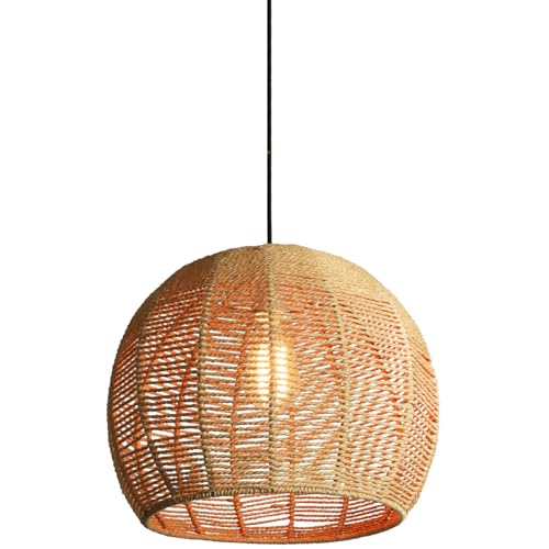 Luminaire suspendu en rotin naturel pour salon rustique et cosy