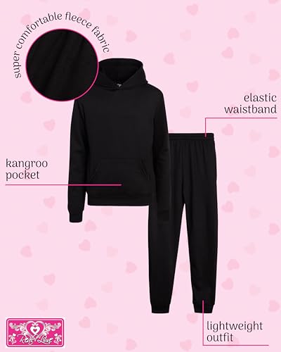 Real Love Girls Pants Set - 2 Piece Fleece Girls Sweatpants and Hooded Pullover Sweatshirt Youth Kids Activewear Set (7-16)2
