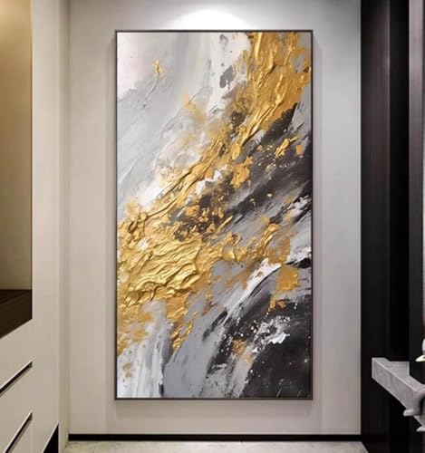 Tableau feuille d'or texturée à la main art mural de luxe moderne - 5