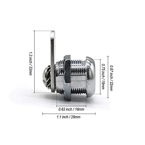 4Pack Cam Lock 5/8 Inch Tubular Cam Locks Keyed Alike With Chrome Finish For Vending Machine Truck Pickup Tool Box Mailbox Atm Replacement Lock #TOP1