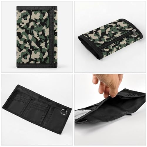 Dark Green Camo Print Wallet for Men, 8 Credit Card Holder Slim Minimalist Front Pocket Small Mens Bifold Wallets4