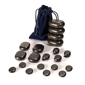 WellTouch Hot Stone Massage Set | 20 Basalt Massagesteine| Optimal als Hot Stone Einsteiger-Set | Geeignet für…