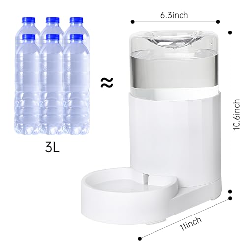 RIZZARI Automatic Pet Waterer, 3L Gravity Water Dispenser, 100% BPA-Free, Large Capacity Water Feeder for Cats and Small and Medium-Sized Dogs (3L,with Filter)