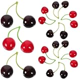 ORFOFE Decoración de Modelos de Frutas 40 Piezas de Cerezas Artificiales para Oficina y Fotografía en Tamaño 2.5 CM Accesorios