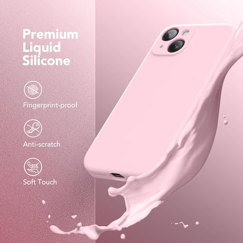 Image of Magnetic for iPhone 14 Case, Compatible with MagSafe, [Full Camera Protection][Screen Protector] Silicone Shockproof Protective Phone Case for iPhone 14 6.1 inch, Chalk Pink