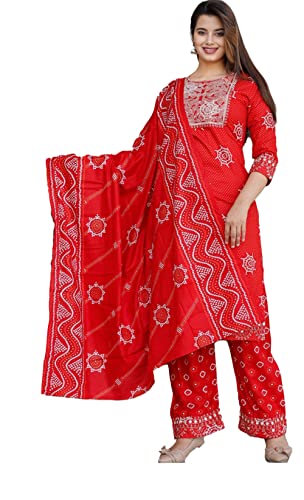 INDACORIFY Beau Costume de Pantalon Kurti imprimé en Coton pour Filles et Femmes Tenue de Bureau de fête Festive Salwar Kameez (XX-Large(44)) Cover