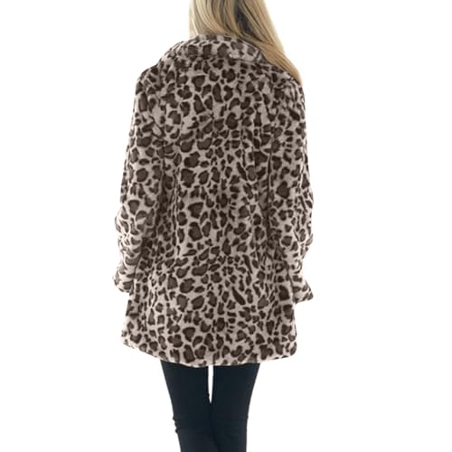 Leopard Print Faux Fur Coat Women Plus Size Fuzzy Jacket Casual Open Front Cardigan Fleece Winter Jackets3