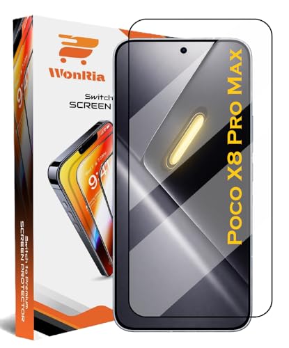 Image of WonRia Pack 1 - Tempered Glass for Poco X8 Pro Max 5G [1 Month Warranty] Edges to Edge 9H Hardness Screen Glass Protector with Easy Installation kit