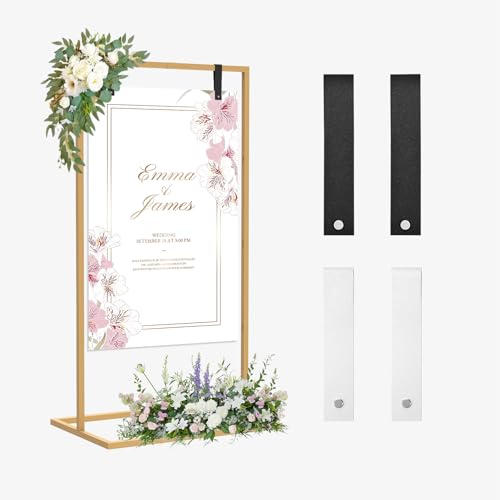Support de présentoir de mariage, 164 x 76 x 51 cm, chevalet robuste pour panneau avec 4 sangles en cuir, adapté pour tableau de sièges, réception,...