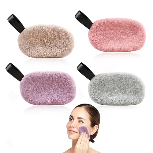 Hsyadazi 4 Pezzi di Dischetti Struccanti Lavabili (Viola/Verde/Marrone/Rosa) - Dischetti di Cotone Riutilizzabili per La Pulizia Del Viso - Ipoallergenici E Super Delicati per Tutti I Tipi di Pelle