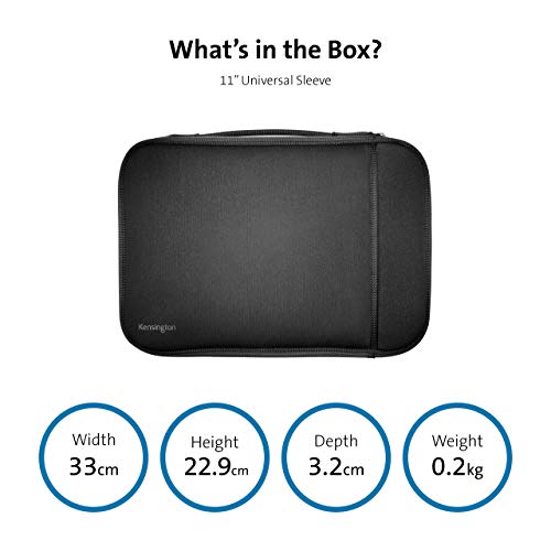 Kensington Capa universal para Chromebook/laptop com alça de 29 cm, Preto, 11
