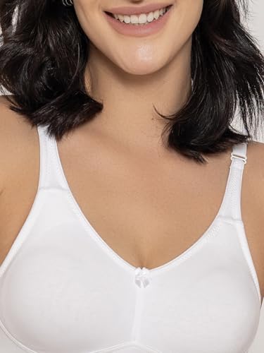 Image of INKURV Seamless Non-Padded Bra for Women | Non-Wired Cotton Full Coverage T-Shirt Bra | Thin Adjustable Straps | Double Layered Cups | Anti Sag Lift Up Support | Luna Combo of 2