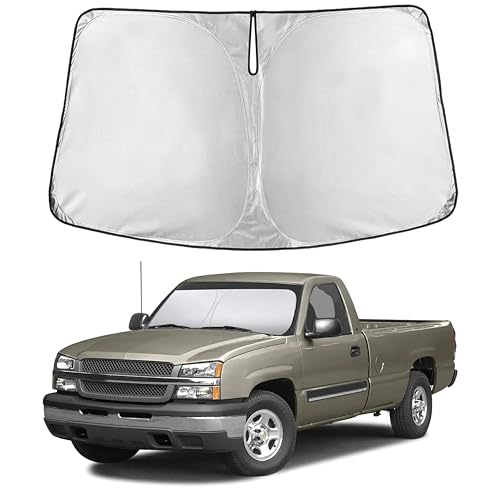 Image of EcoNour Windshield Sun Shade for Chevrolet Silverado 1500 1999-2006 | Front Window Sunshade | Foldable Car Sun Protector | Blocks UV Rays & Keeps Interior Cooler