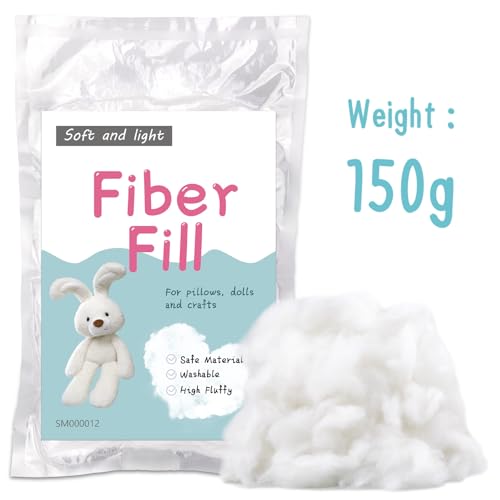 Image of LOKUNN 5.3oz /150g Polyester Fiber Fill, (2.12oz~3.97lb) Stuffing Pillow Filling Stuffing Cushion Filling, Batting High Resilience Fill Fiber for Stuffed Animals /DIY Crafts