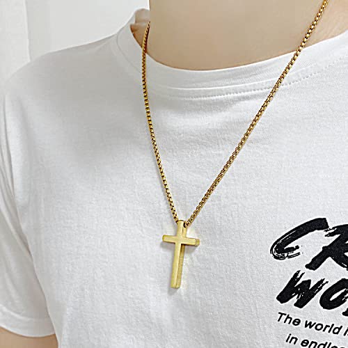 Image of Peora Stainless Steel Christian Cross Pendant Chain Necklace Stylish Jewellery Gift for Men & Women (PX9P48)