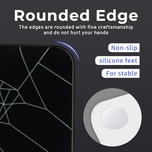 Image of XVX Glass Mouse Pad for Gaming, Black Spider Webs Hard Gaming Mousepad, Professional Large Mouse Mat 16.2 inch x 12.2 inch, Special Glass Surface with Improved Precision and Speed