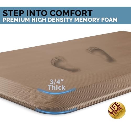 ComfiLife Anti Fatigue Floor Mat – 3/4 Inch Thick Kitchen Mats for Floor, Standing Desk Mat, Kitchen Rug – Comfort at Home, Office – Durable – Stain Resistant – Non-Slip Bottom (20" x 32", Beige)